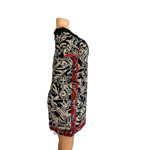 3/$30 🍂 Anthropologie Floreat Abelia Tribal Print Dress Black Multicolored - Picture 8 of 10